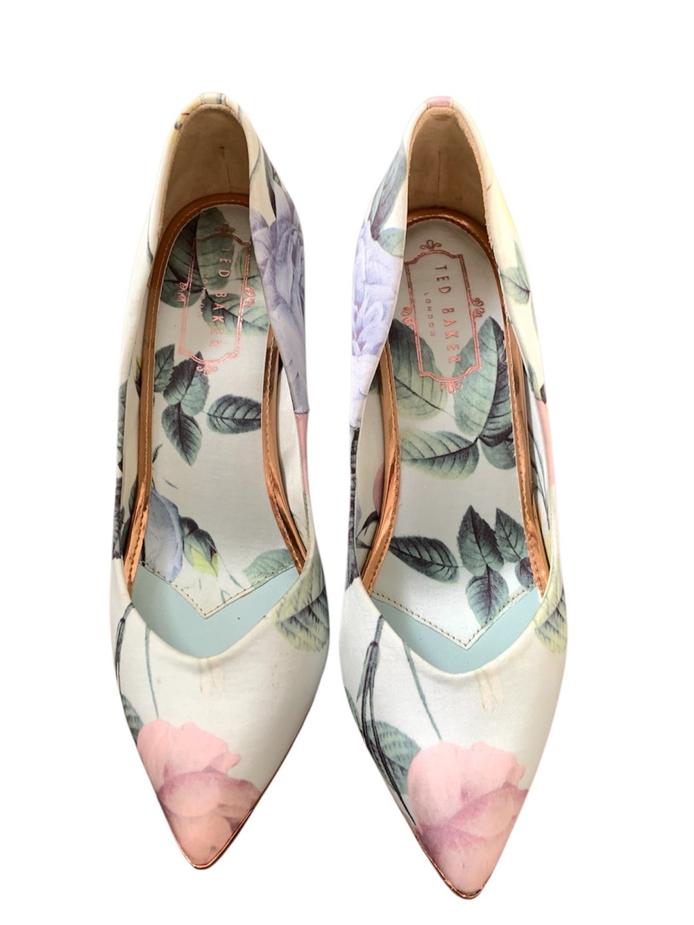 Ted Baker Floral Pointed-Toe Pumps in Pink and Green